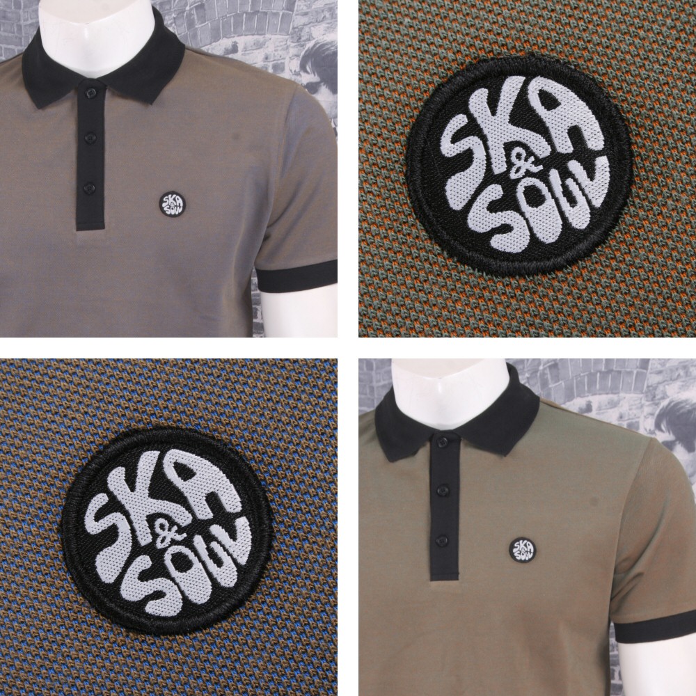Ska & Soul Mens 2Tone Tonic Contrast Collar Polo Shirt | Adaptor Clothing